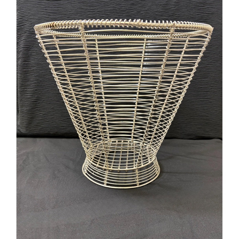 MCM Wire Bin, Chrome Storage Basket, Atomic Style Office Trash Can, Plant Stand